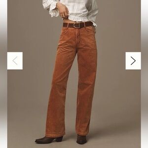 OAK + FORT Beige Corduroy High Rise Straight Leg Cropped Pants Size Small